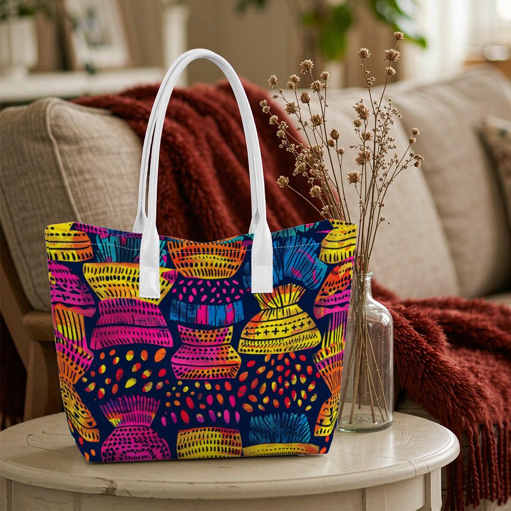 Bohemian Print Large Tote Bag Casual Lightweight Handbag for Daily Travel Shopping