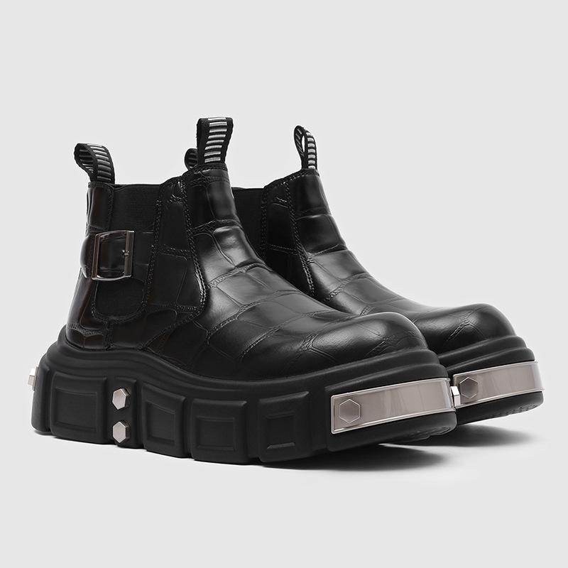 Chelsea Boots Men`S Metal Buckle With