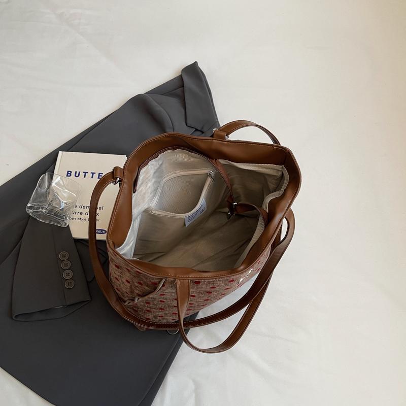 Vintage Tragetasche Damen Dot Print Unterarmtasche Große Kapazität Umhängetasche Multifunktionaler Rucksack