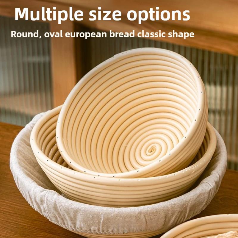 Food-Grade Plastic Bread Proofing Baskets - Handwoven European Style Round & Oval Molds with Lids, Artisan Baking Non-Stick Set