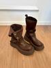Cowhide version~ Leather platform Maillard medium tube short boots women's 2025 new British style retro brown Martin boots