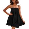 Women Sleeveless Loose Fit A-Line Mini Dress with Spaghetti Straps and Pockets Lightweight Summer Casual Dress
