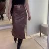 Falda-Pantalón Versátil de Cuero con Cinturón 2025 - Estilo Europeo/Americano, Novedad de Verano para Mujer