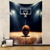 Basketball Court with Glowing Hoop Patterned Tapestry Decorative Wall Hanging, Home Bedroom Living Room Decor