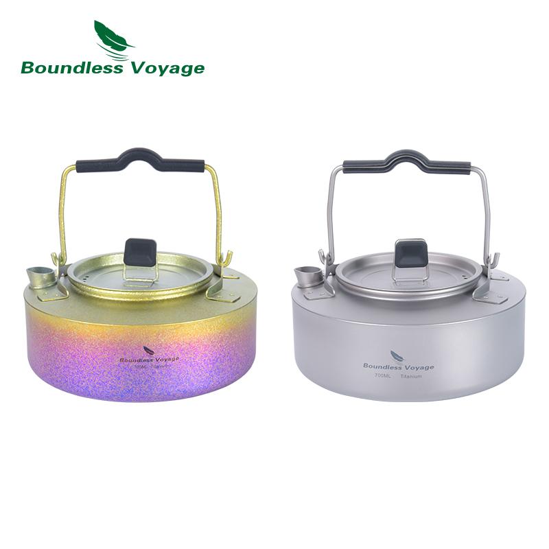 

Титановый чайник Boundless Voyage, чайник со складной ручкой, уличная посуда для кемпинга, портативный чайник, кофеварка