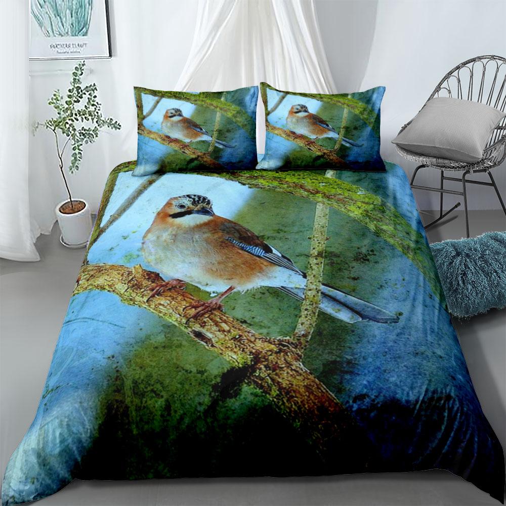 Conjunto de Cama Botânico Aves Britânicas Tamanho King Queen Casal Completo Solteiro Conjunto de Roupa de Cama