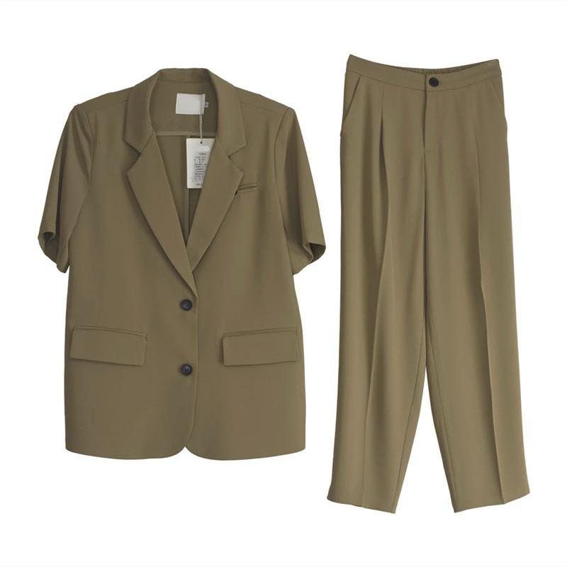Plus Size Korean Style Women's Summer Suit: Thin Casual Jacket with Nine-Point Pants