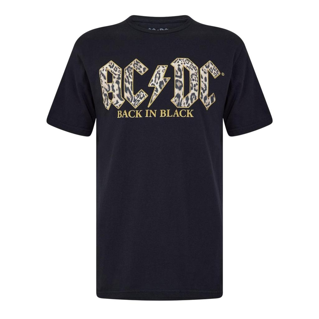 AC/DC Womens/Ladies Back In Black Leopard Print T-Shirt