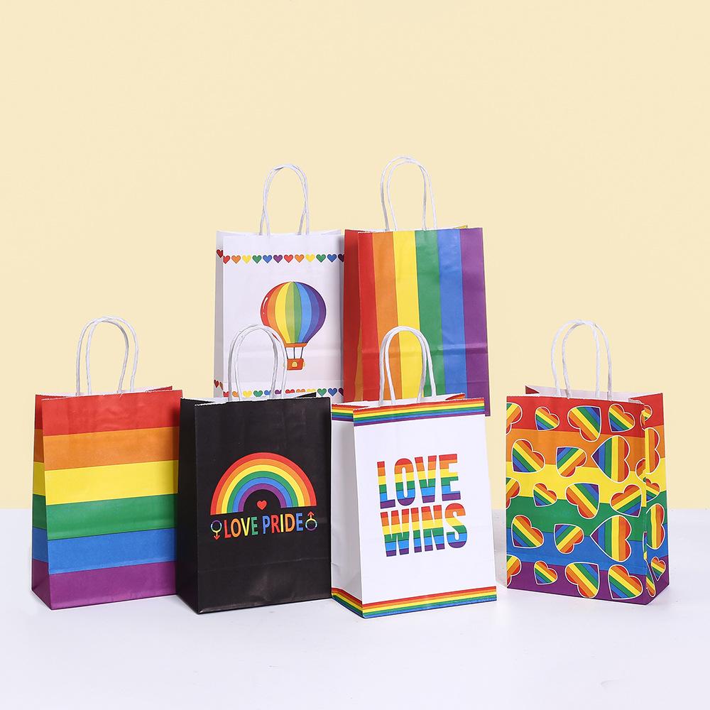 

StoBag, Pride Rainbow Gift Reusable Paper Bags Vibrant Party Favors Perfect for Pride Month Celebrations Events 30pcs&15x8x21cm
