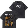 Rapper Milo J Album Tour Vintage Washed T Shirts Mens Women Clothing Harajuku Hip Hop Tshirts Short Slevee Oversized Tshirts