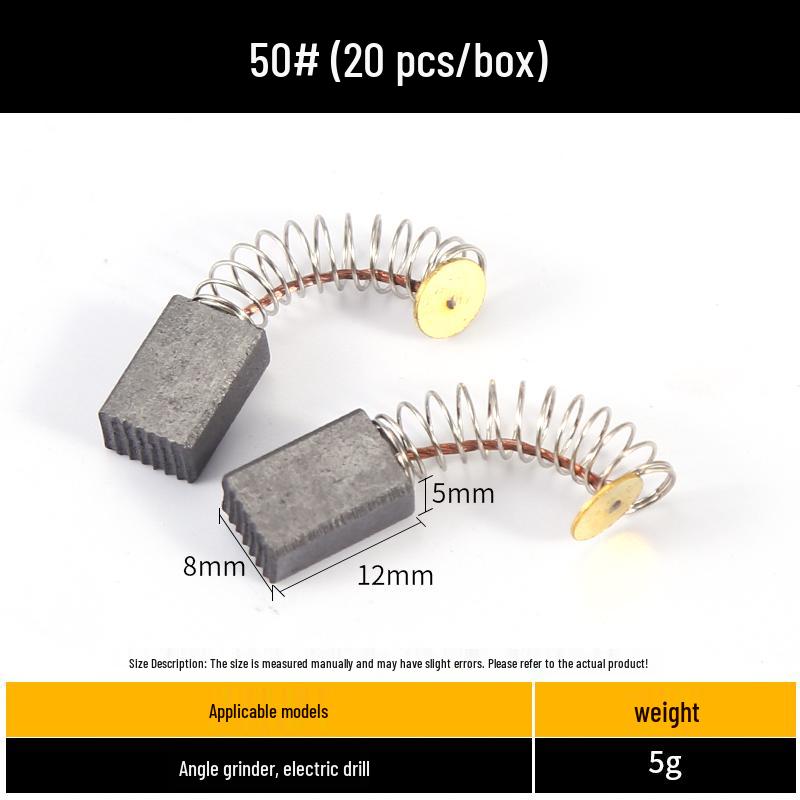 Carbon Brush Set for Angle Grinders, Cutting Machines, Hand Drills, Polishers, Sanders, Impact Drills, and Motors