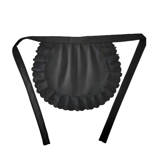 Maid Cosplay Apron Girls Ruffled Waist Apron Kitchen Costume Solid Color Fancy Dress Half Apron Cosplay Outfit Accessory