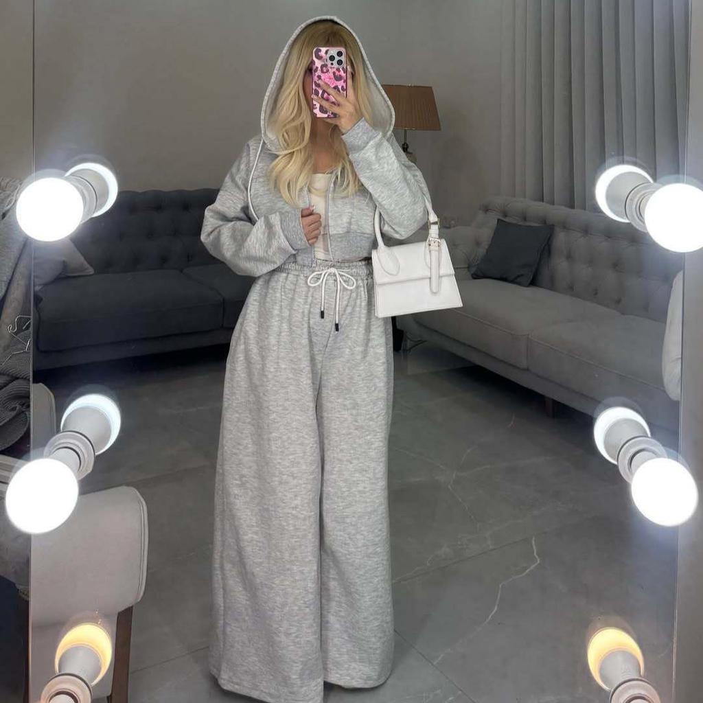 Dámský kardigan s kapucí a dlouhé kalhoty - dvoudílný set - evropský a americký styl