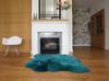 Giant Sheepskin Double Aqua Throw Genuine Leather Sheep Skin 46" X 46" Decorative Rug Natural Comfy, Hair Is Very Thick, Shiny !