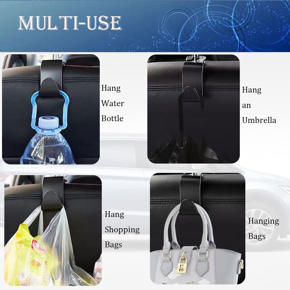 Car Headrest Hook for Purses and Bags 4 Packs,Car Back Seat Headrest Hanger,Universal Vehicle Storage Organizer(Black,4Pack)