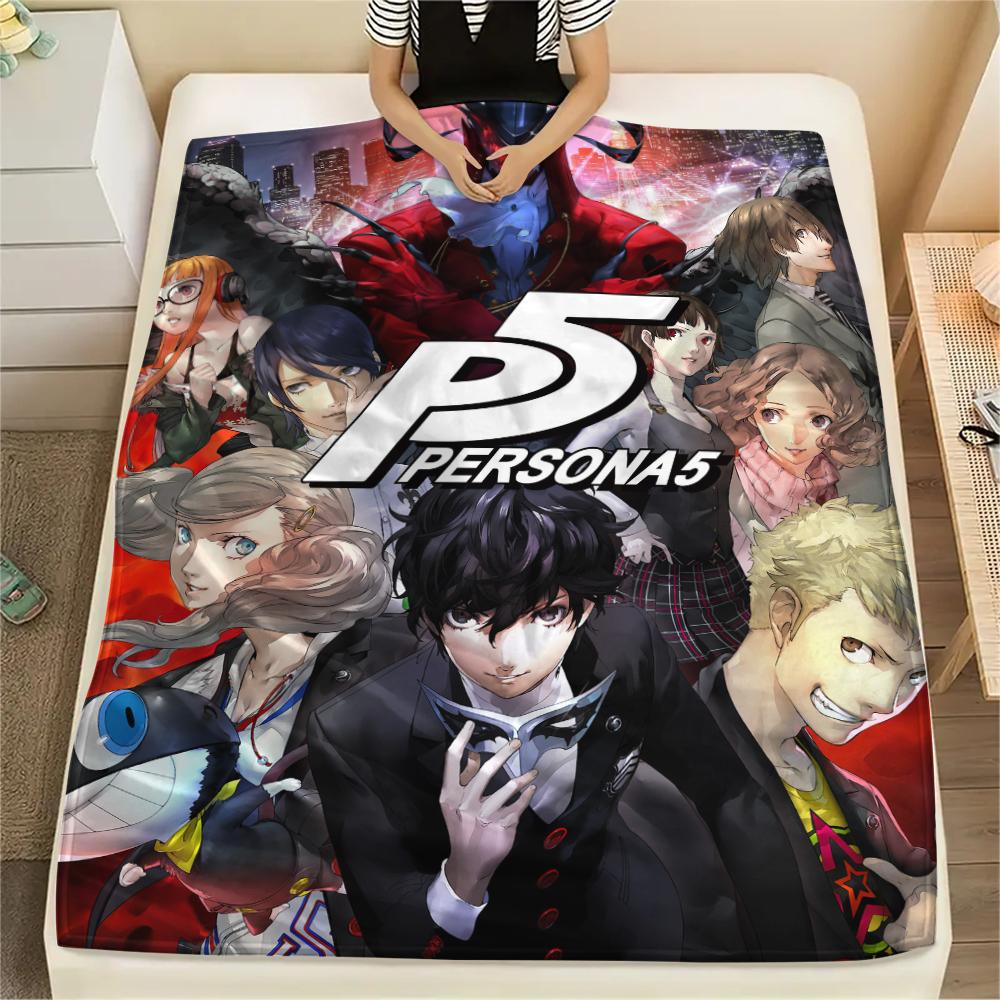 1PC Persona Print Flannel Blanket, High quality Comfortable for All Seasons, Home Decor, Warmth and Comfort, Perfect for Christmas Gifts106