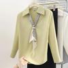 French Ribbon Satin Long Sleeve Women's Shirt - 2026 Spring Professional Style