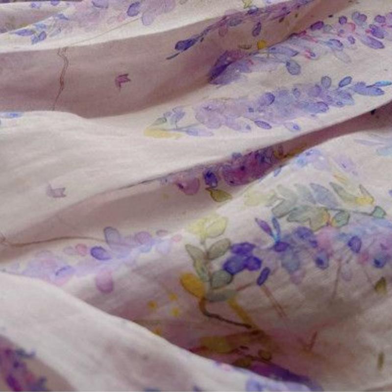 Women's French Vintage Purple Floral Midi Skirt - High-Waist A-Line Silhouette for Summer Elegance & Slimming Fit