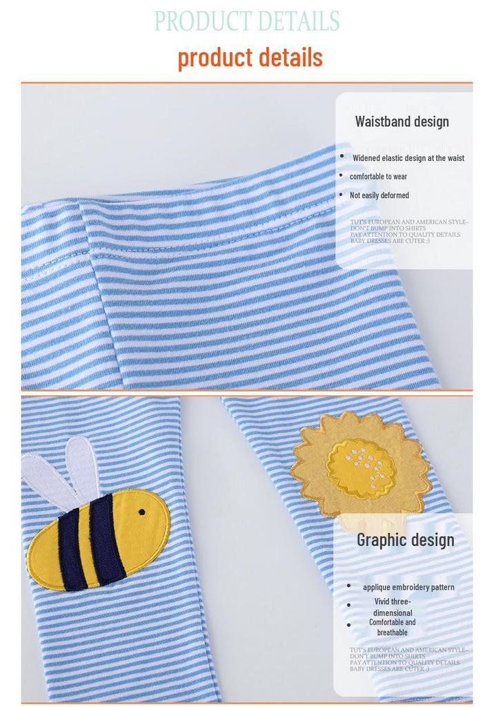 Girls' Summer Cartoon Leggings: Thin European & American Style