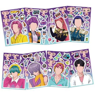 8/16/24PCS Cartoon K-POP Toy Puzzle Stickers Make a Face Stickers DIY Handicraft Stationery Waterproof Stickers