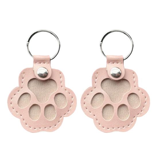Faux Leather Pet Memorial Keychain Paw Shaped Keepsake Key Chain Easy to Use Pet Hair Storage Bag Key Holder