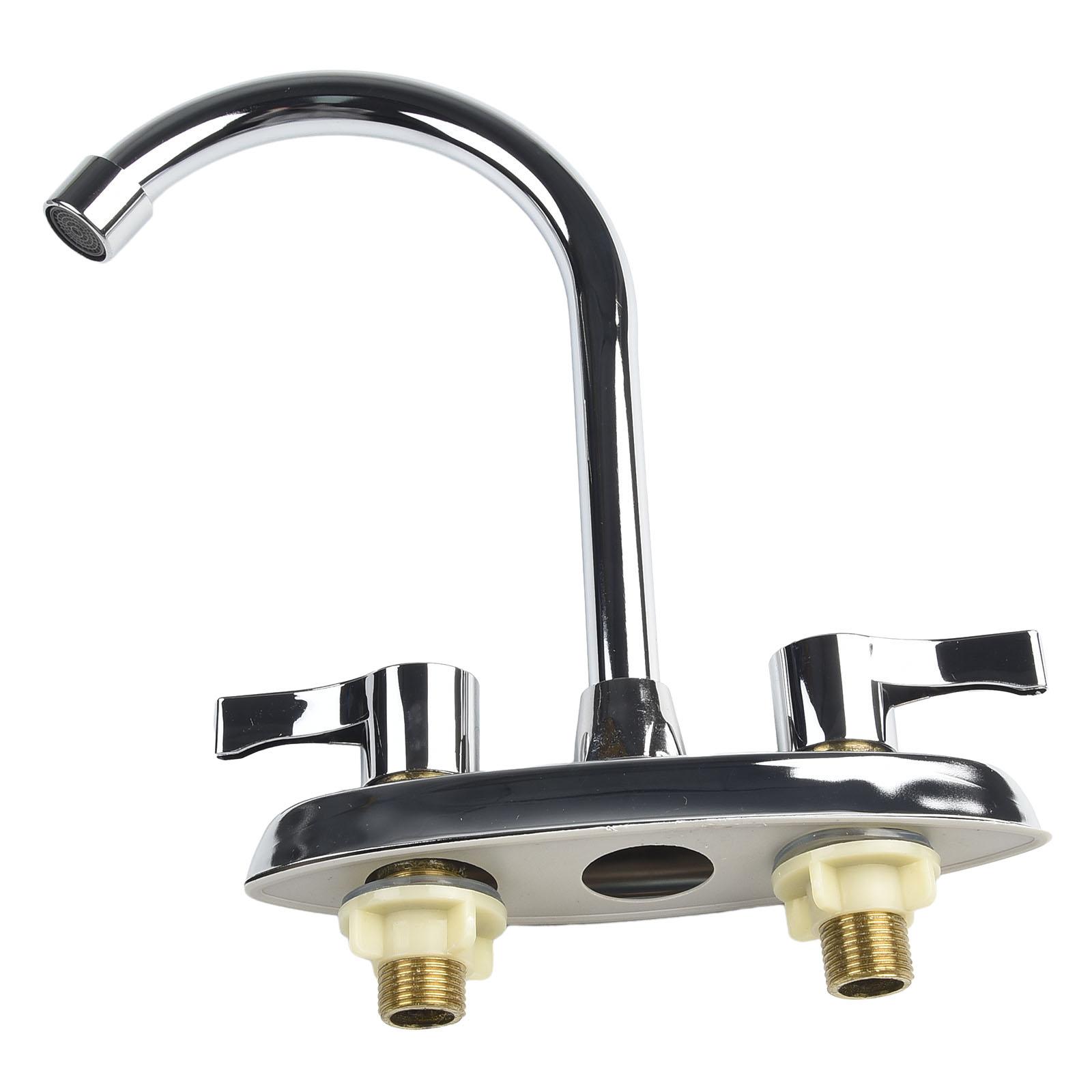 1pc Brass Double Hole Handle Faucet Rotary Basin Sink Mixer Tap Water Mixer Wash Basin Kitchen Faucet Hardware Household China Mainland