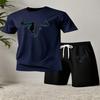 Sommer Herren Freizeit Sport Kurzarm T-Shirt Shorts Zweiteiler Anzug