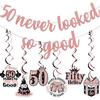 50 Never Looked So Good Banner 50th Birthday Party Decorations for Women Happy 50th Birthday Banner 50th Anniversary Rose Gold Glitter Birthday Party