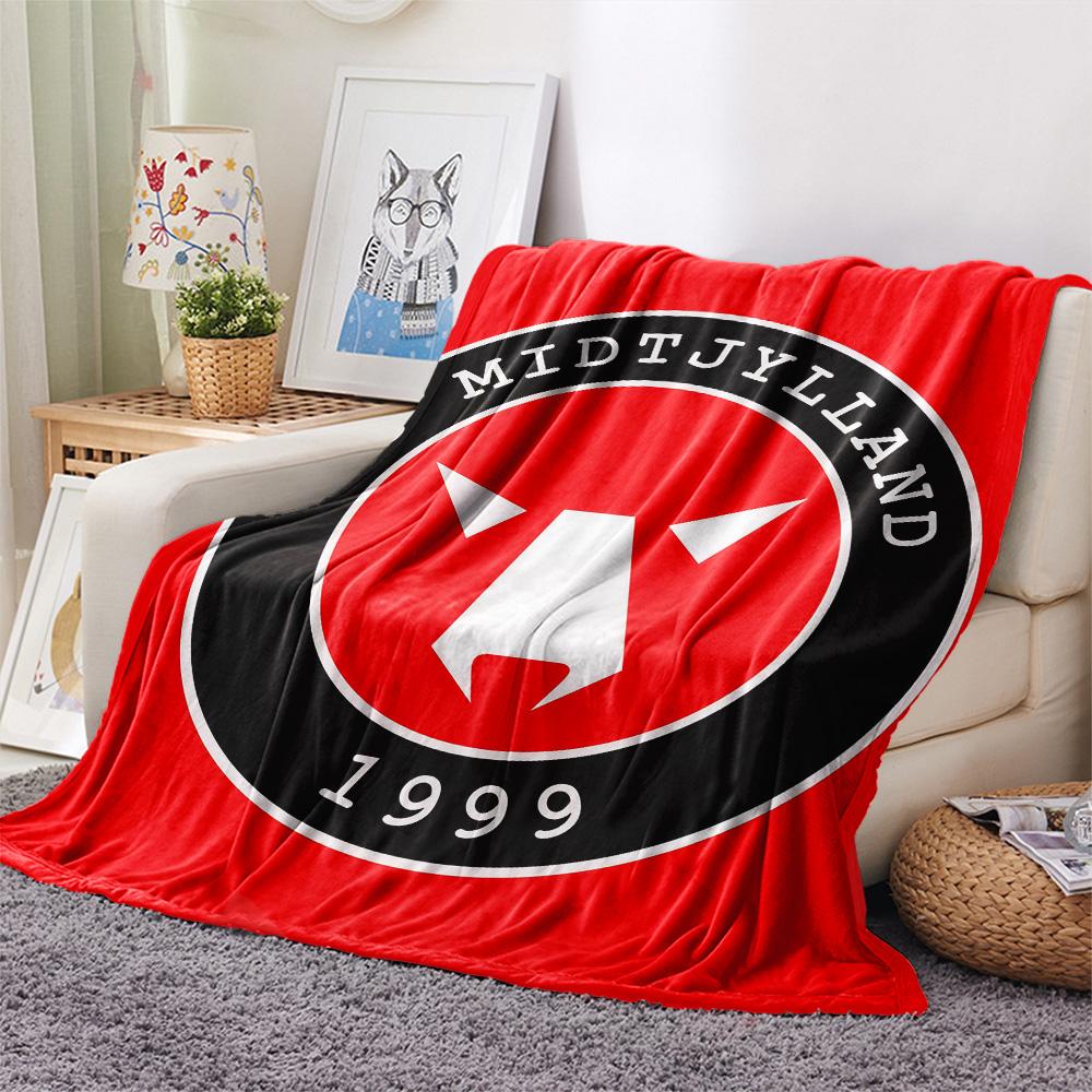 FC Midtjylland Flanelldecke mit Aufdruck, Hohe Qualität, Bequem für alle Jahreszeiten, Heimdekoration, Wärme und Komfort