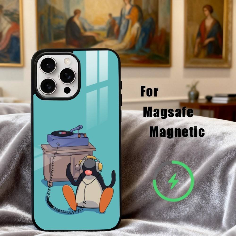 Cute P-Pingu-ES Penguin Phone Case For iPhone17,16,15,14,13,12,11 Plus,Pro Max Magnetic For Magsafe Wireless Charging