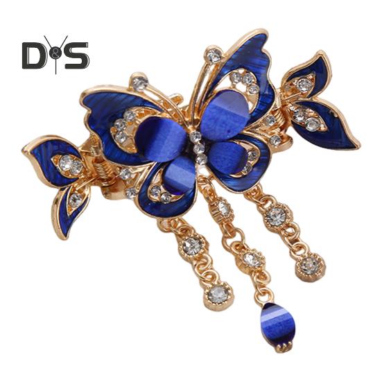 

1/3 шт. заколки для волос в виде бабочек со стразами, кисточки для волос в виде бабочки, винтажные заколки-хвосты в стиле бохо, аксессуары для волос для женщин и девочек, принадлежности для укладки синий