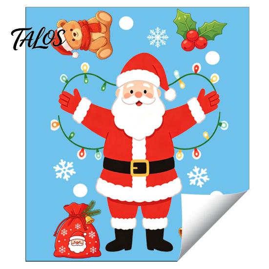 Durable PVC Window Film for Holidays Santa Claus Christmas Static Clings, Glass Stickers with Snowflake Bear Festive Wall Art Party Bell Patterns,