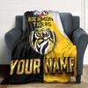 Name Custom Richmond Tigers Print Flannel Blanket High Quality Warm Comfortable Cover for All Seasons Perfect for Gifts Home Decor