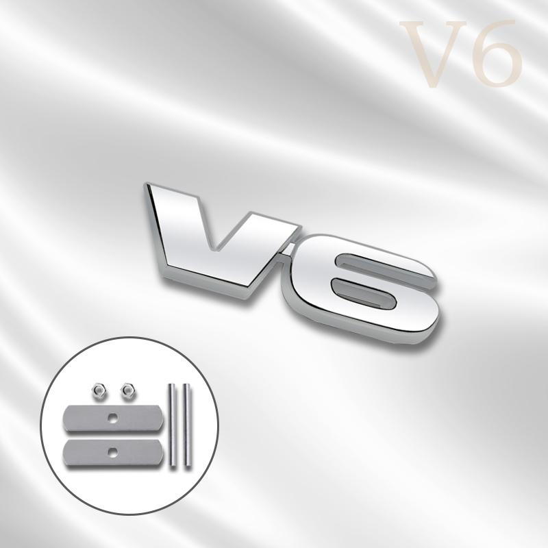 ydjcv7 3D Car V6 Design Grille Badge Front Emblem Rear Trunk Body Sticker For Toyota 2019 4runner rav4 Tundra Corolla Ford  Accessory