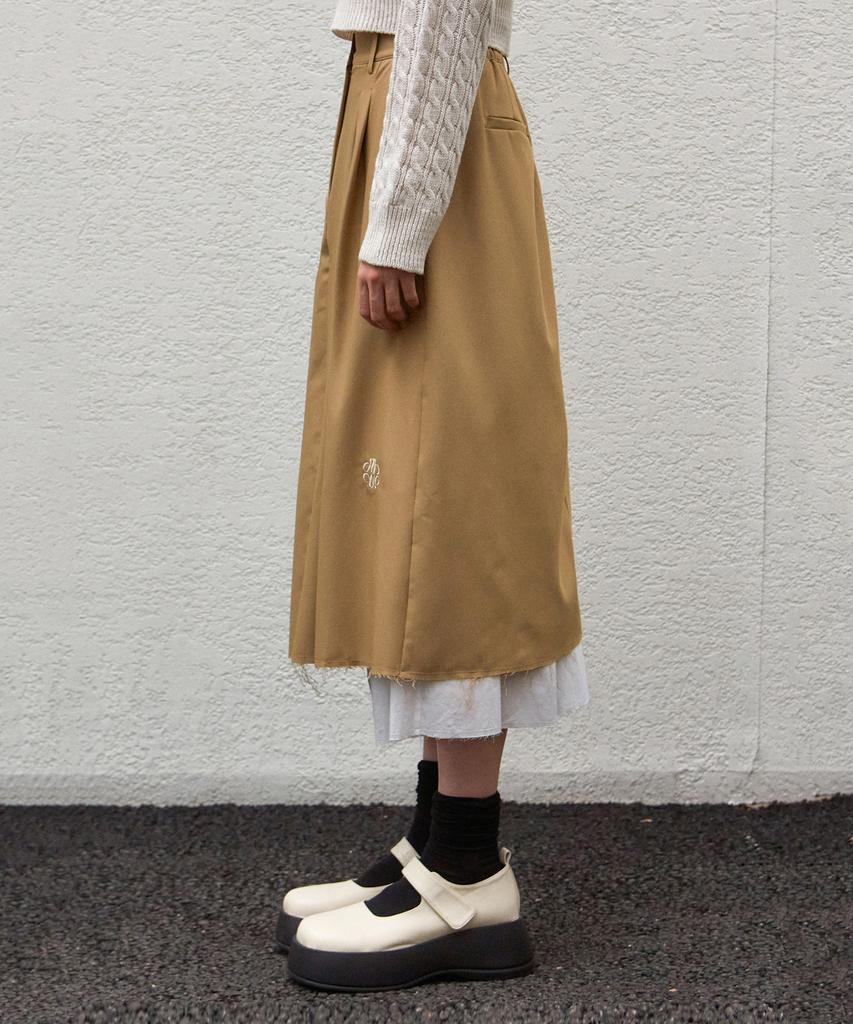 Nigaennikol Nicole Pintuck Layered Long Skirt_Beige