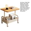 Rolling Double Layer Side Table with Storage Shelf Living Room Bedroom Sofa Couch Bedside Coffee Tea Table Desk Cart with Lockable Wheels