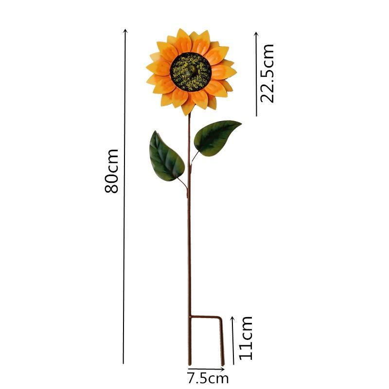 Wrought Iron Sun Flower Plug-in Courtyard Villa Lawn Gardening Landscape Decorative Stakes Vintage Decoration