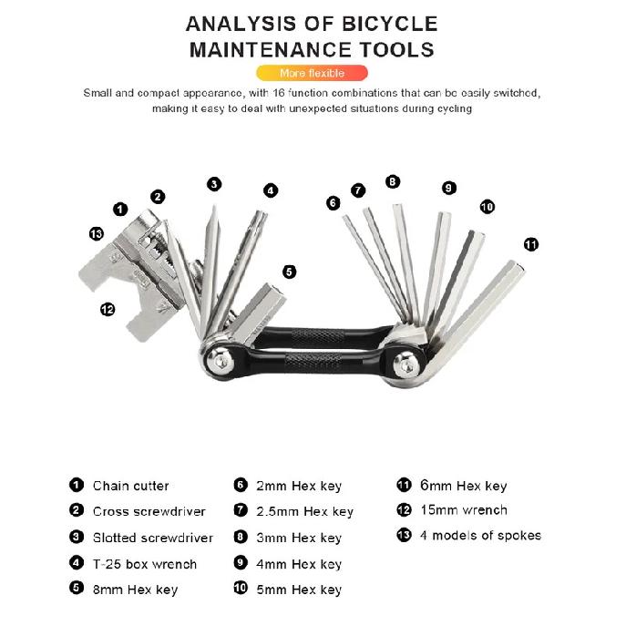 Bicycle Repair Tools Multifunction Chain Splitter Cutter Foldable Hex Spoke Wrench Mountain Road Bike Screwdriver Repair Tool