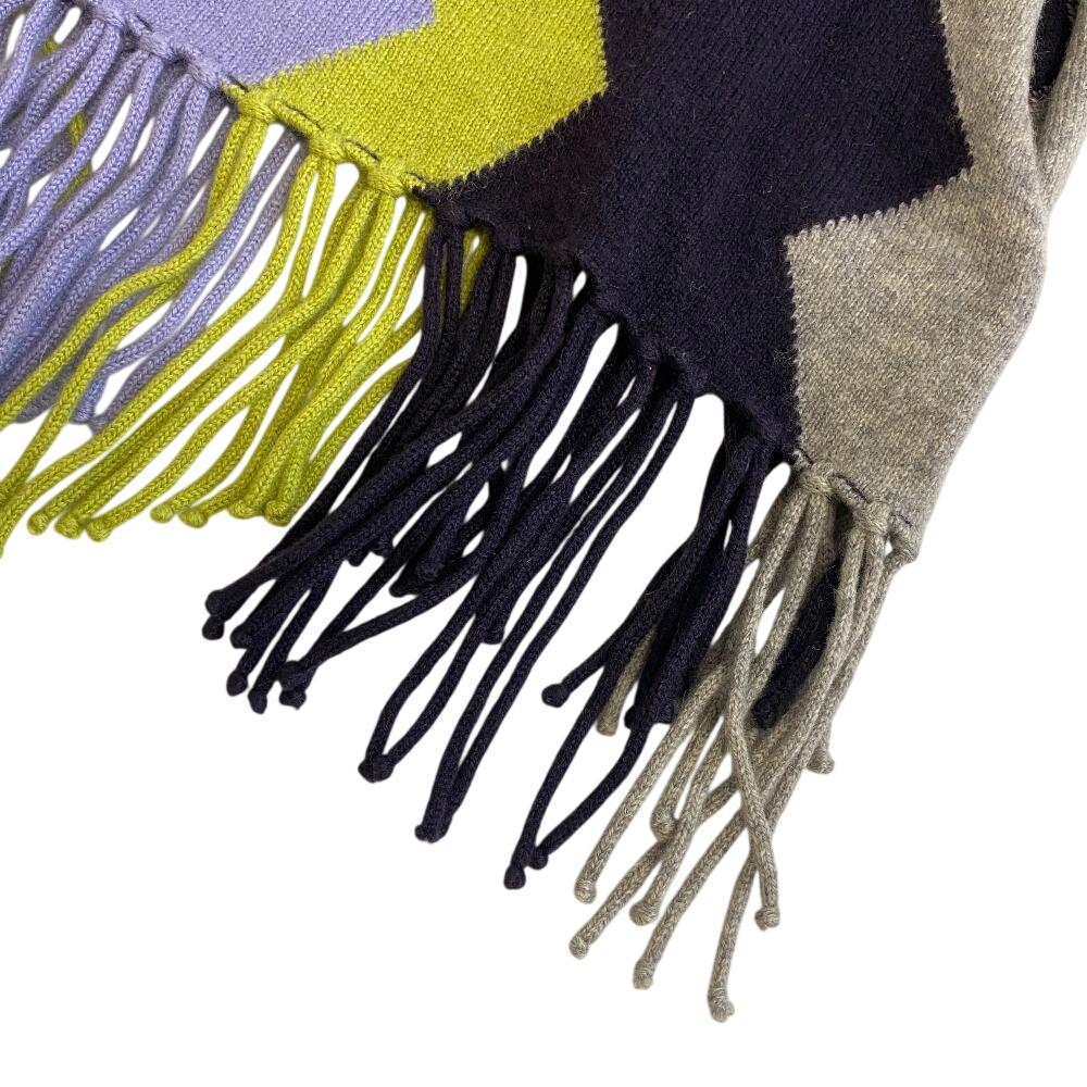 HERMES Geometric motif cashmere Scarf multicolor cashmere unisex Used