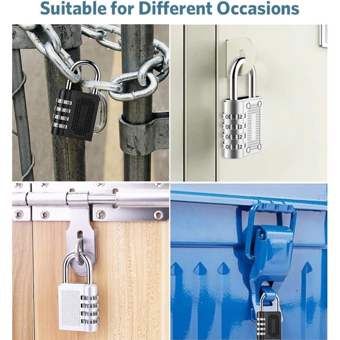Cadenas - Étanche - 4 chiffres - Antirouille - Utilisation intérieure et extérieure