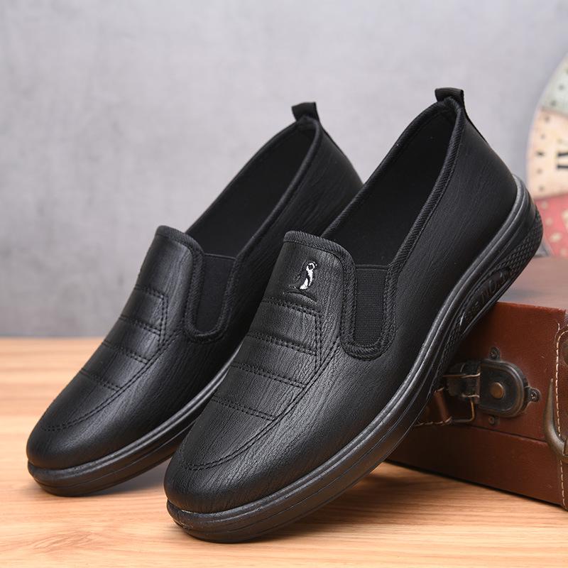 Men s Casual Slip-On Leather Shoes: Soft Sole, Waterproof, Anti-Slip, Easy Wear 44