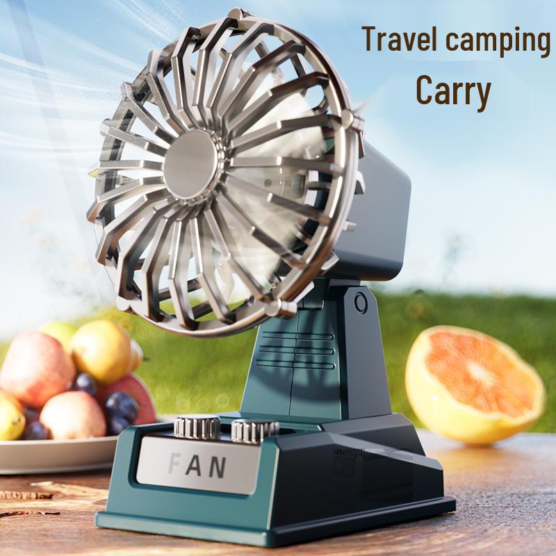 Retro USB Rechargeable Desk Fan for Dorms - Classic Cartoon Style
