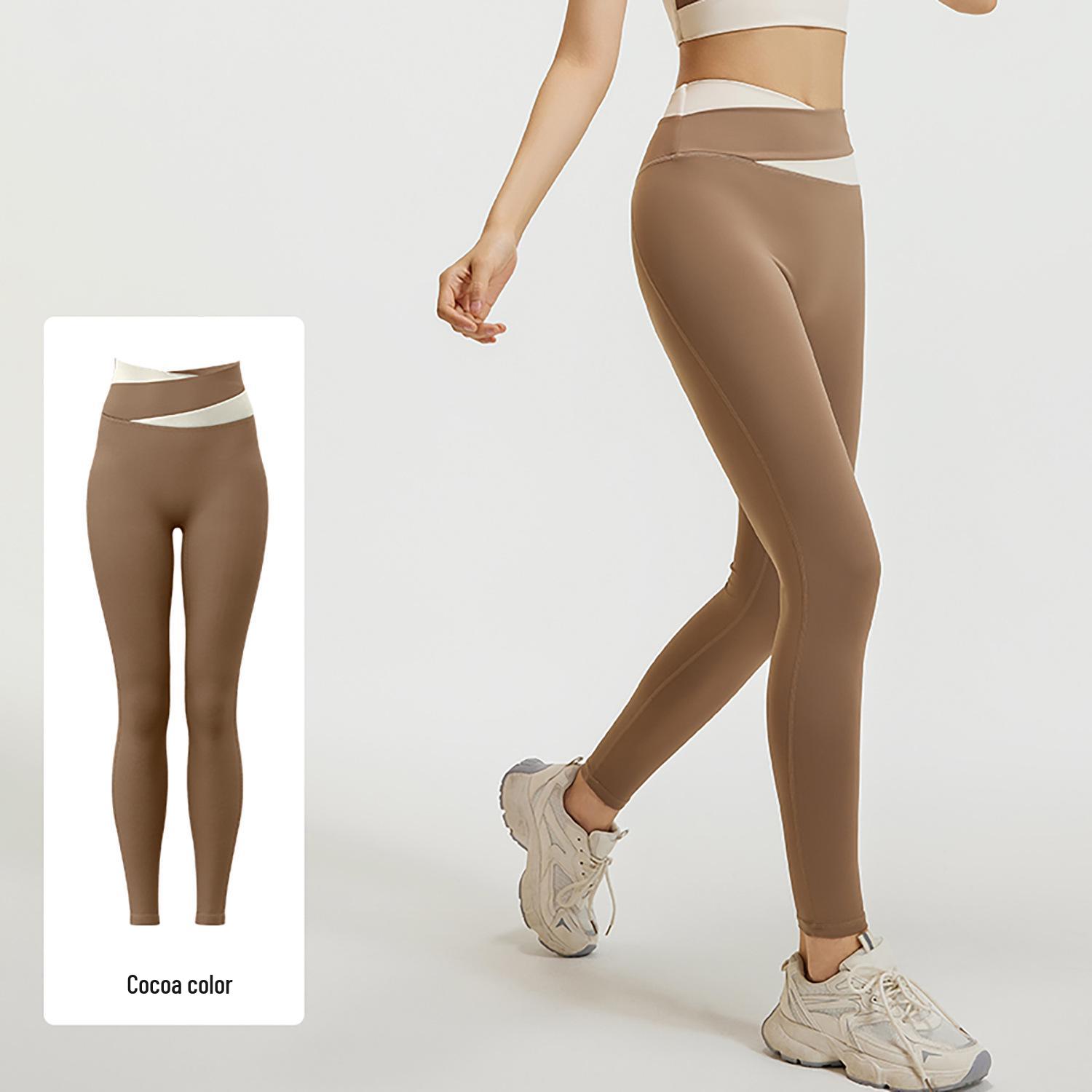 

Женские леггинсы для йоги с высокой талией, контролирующие живот, с эффектом подтяжки ягодиц, с цветными блоками L