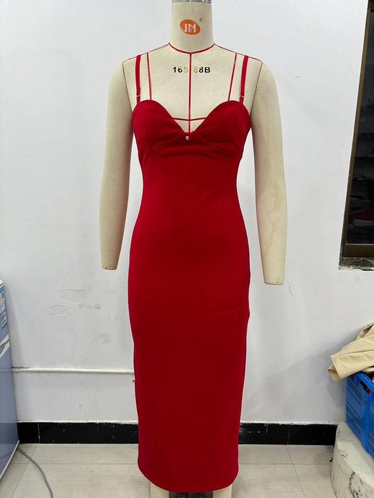 Stylish Strapless V-Neck Long Dress for Women