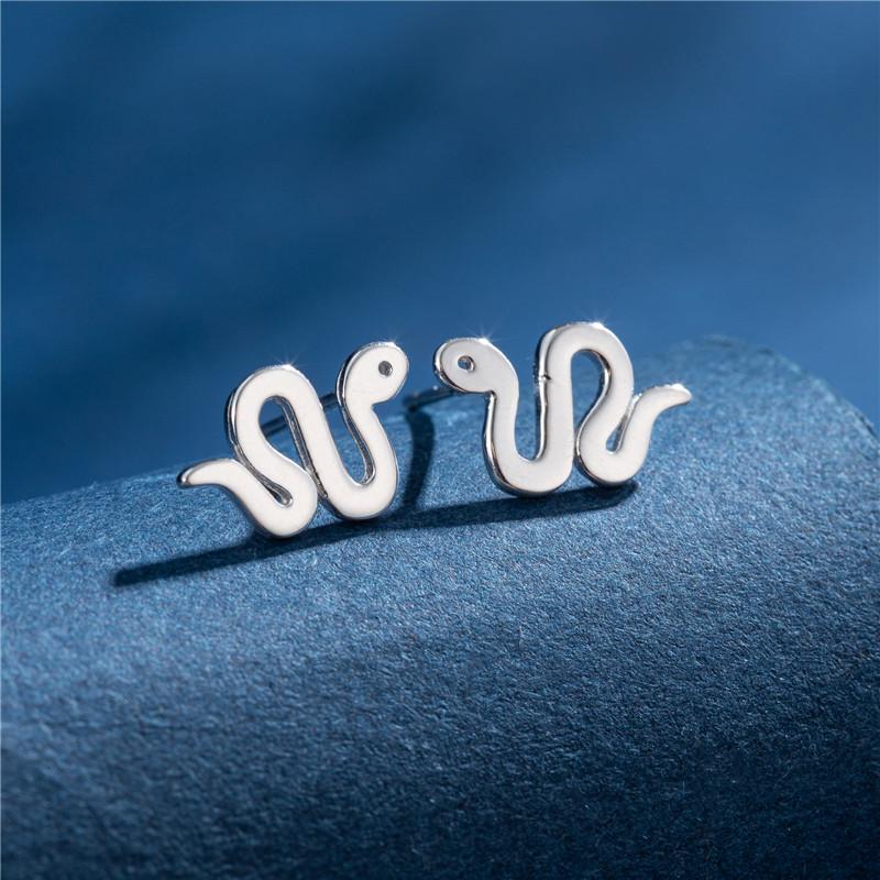 100% Real Sterling Copper 925 Fashion Stud Earrings Minimalist Hedgehog Tiger Penguin Snake Cartilage Studs Hypoallergenic Gift