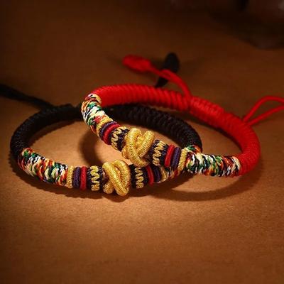 Handgemaakte Goede Geluk Tibetaanse Armband Kleurrijke Knopen Touw Armband