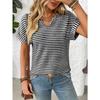 Summer New Women's V-neck Short-sleeved Loose Striped Casual Pullover T-shirt