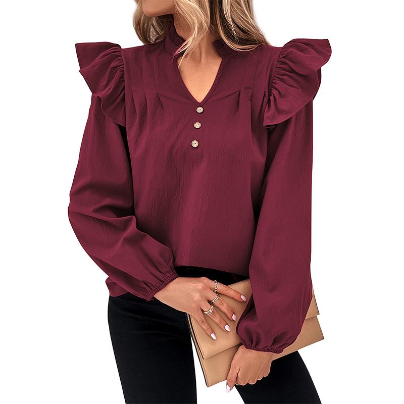 Damenbekleidung Mode Lässige Oberteile Hemden Modisches und Lässiges Temperament Herbst und Winter Damen Einfarbig Lockeres Hemd Damen Designs