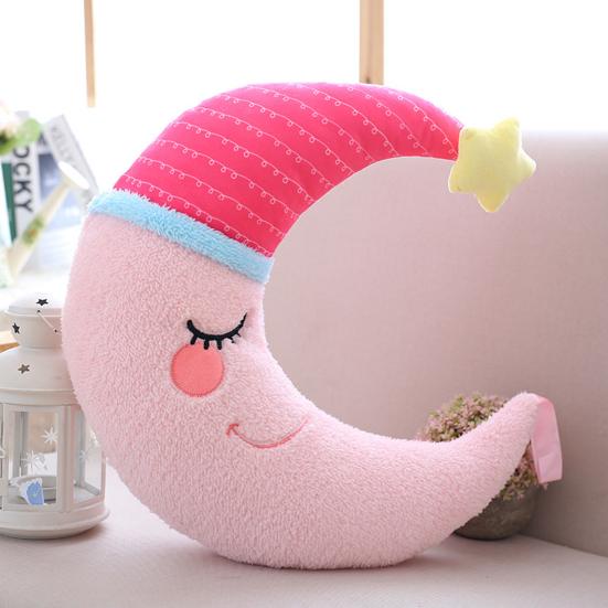 Plush Pillow Soft Cute Fully Stuffed Cozy Touch Sleeping Accompany Cartoon Doll Sofa Ornament Creative Cartoon Moon Doll Throw Pillow