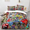 Set Copripiumino Graffiti King Set Biancheria da Letto Microfibra Hip Hop Moderno Street Art Copripiumino Per Bambini Ragazzi Decorazione Camera da Letto Giovani